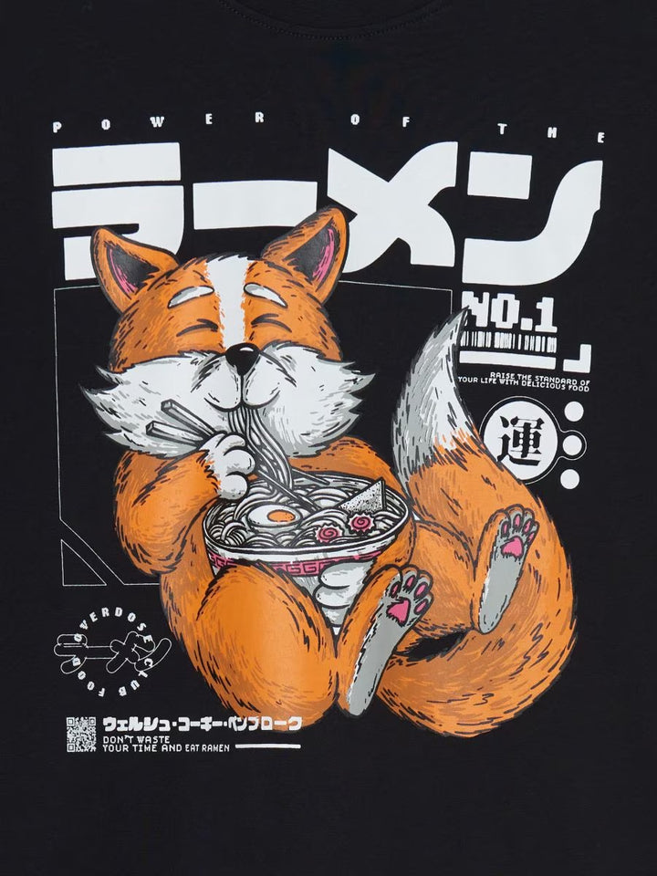 Cropp oriental fox print t-shirt