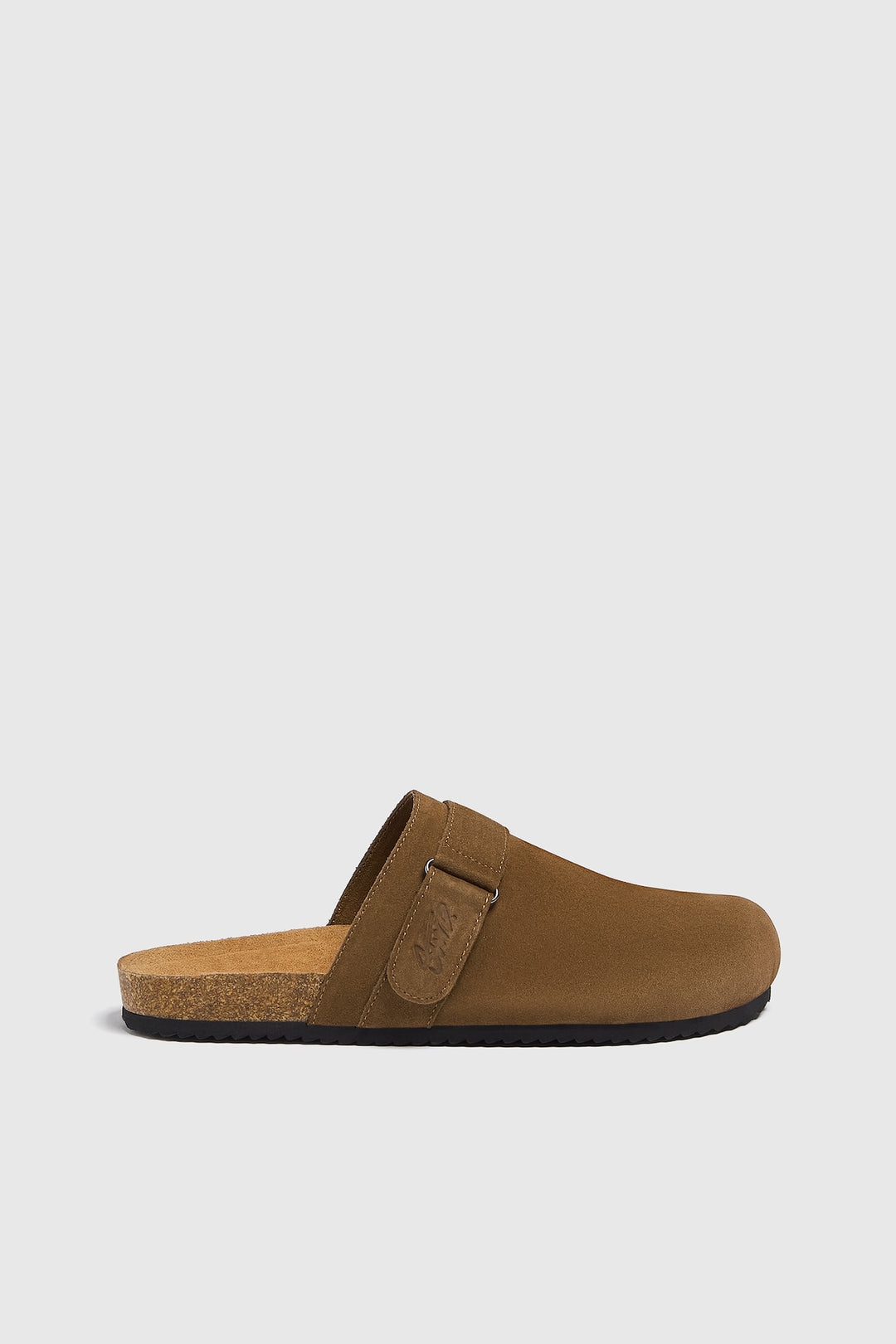 PULL&BEAR SPLIT SUEDE CLOGS IN BROWN