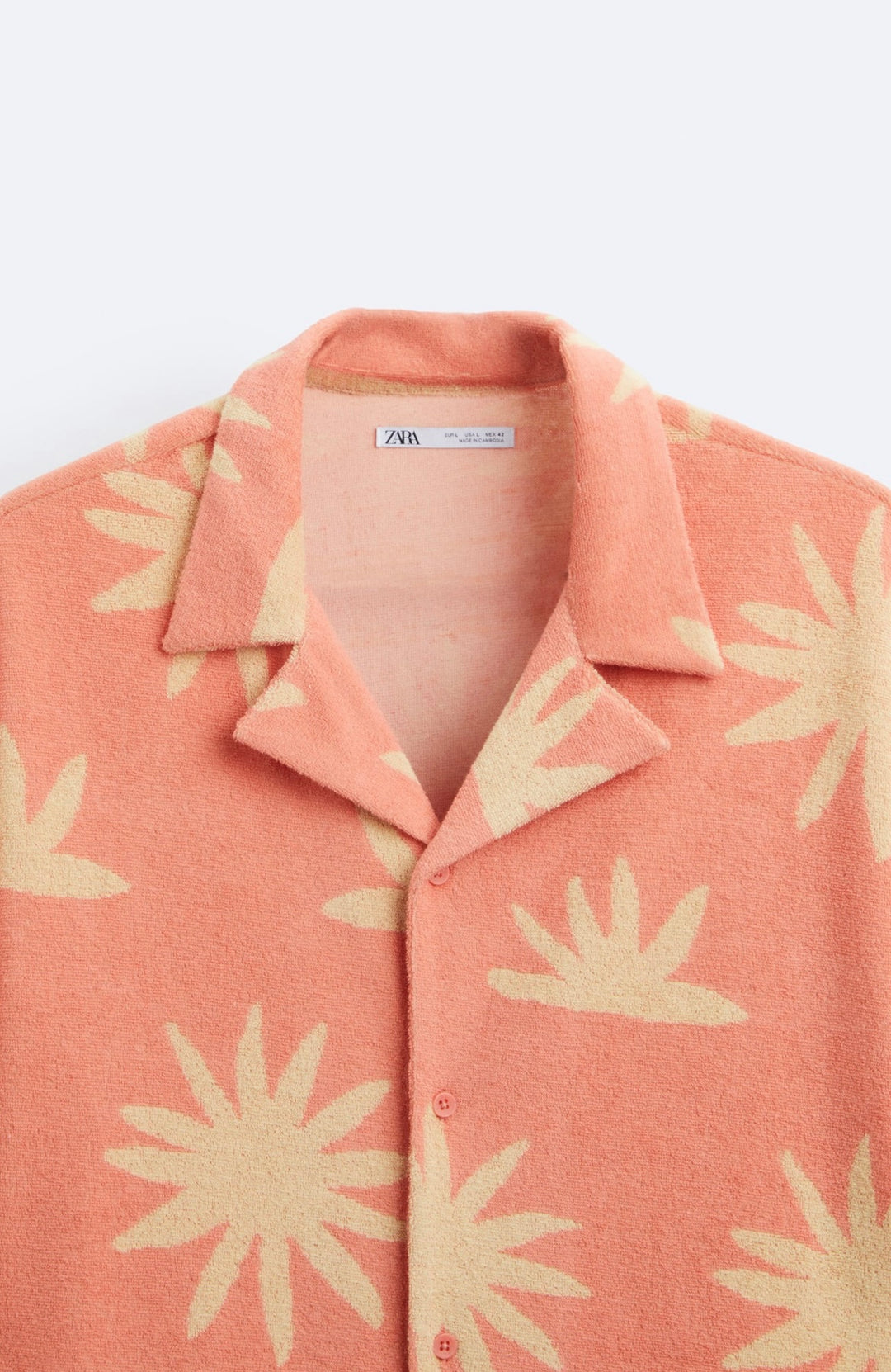 ZARA FLORAL JACQUARD TOWELLING SHIRT SALMON