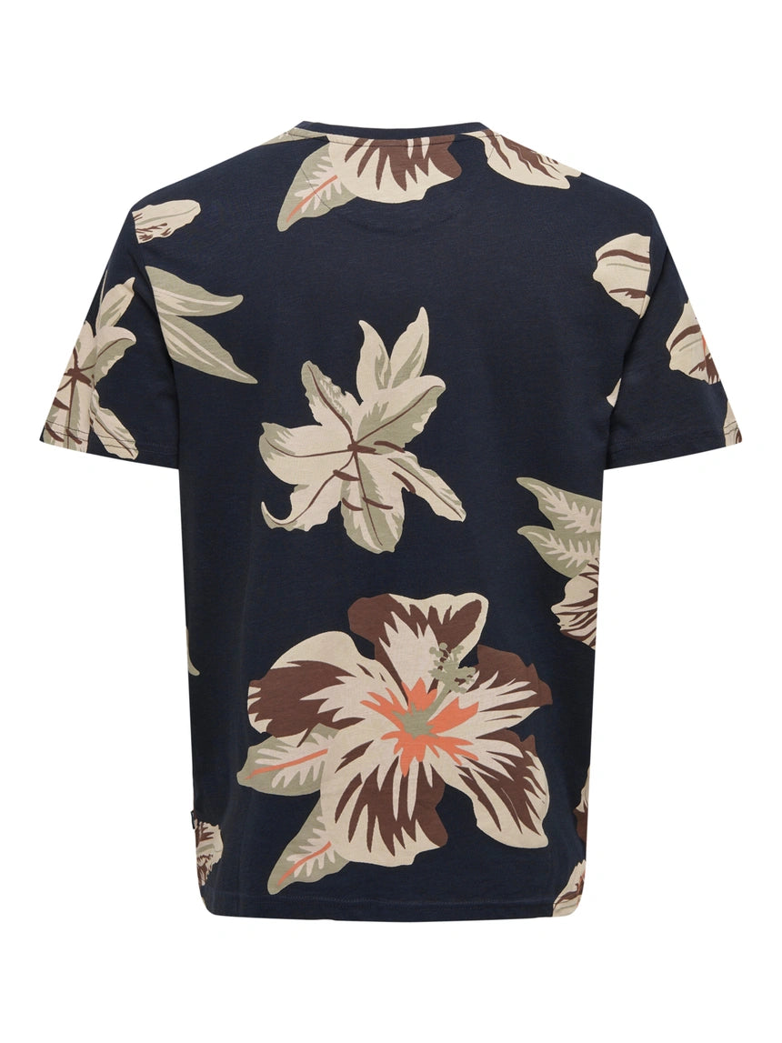 Only & Sons ONSKLOP FLORAL T-shirt in black