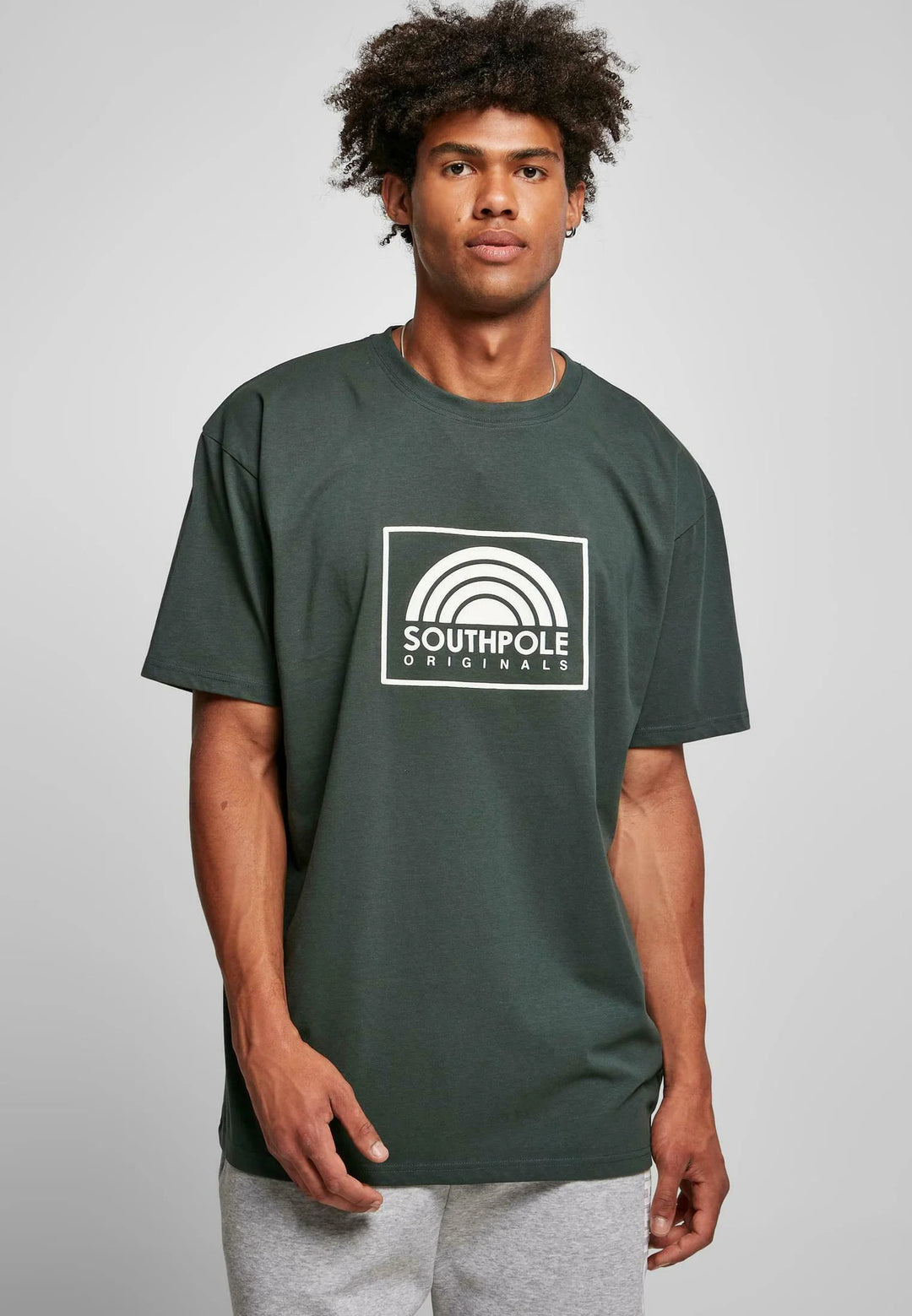 South Pole box logo Print T-shirt in Bottlegreen