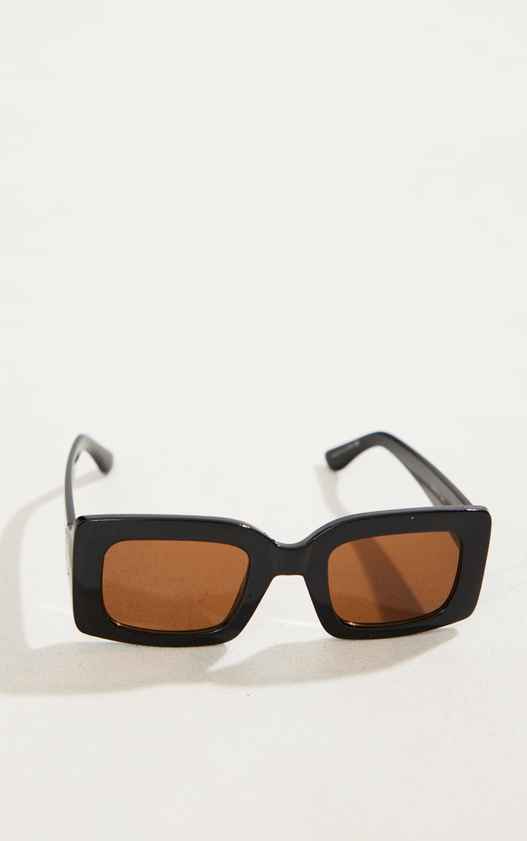 PLT Black Tinted Chunky Square Frame Sun glasses