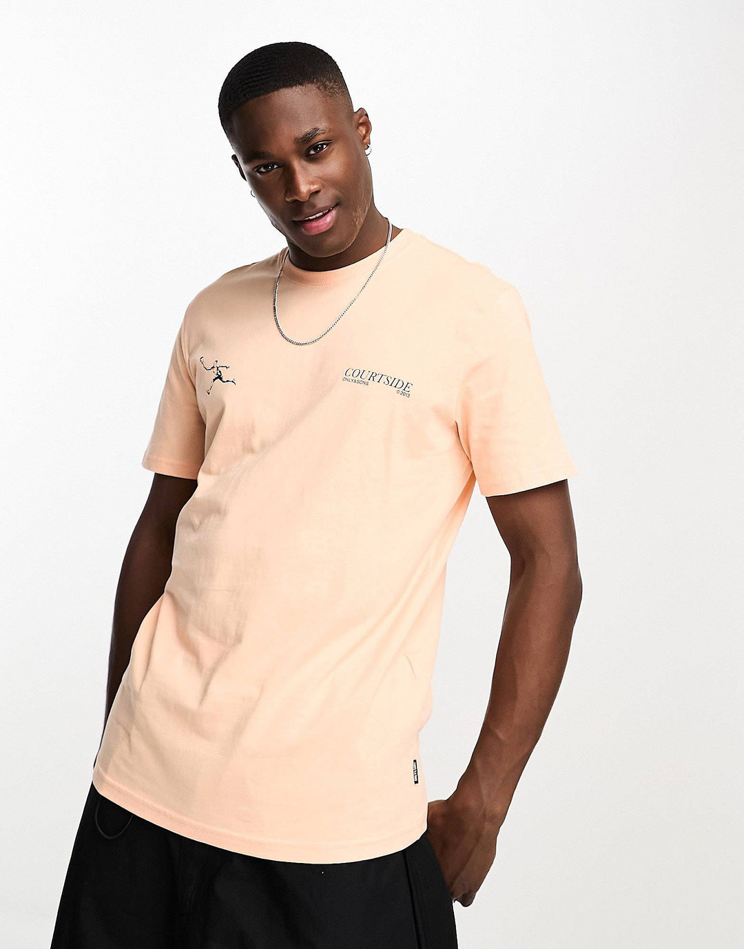 Only&Sons Courtside Backprint T-shirt in orange