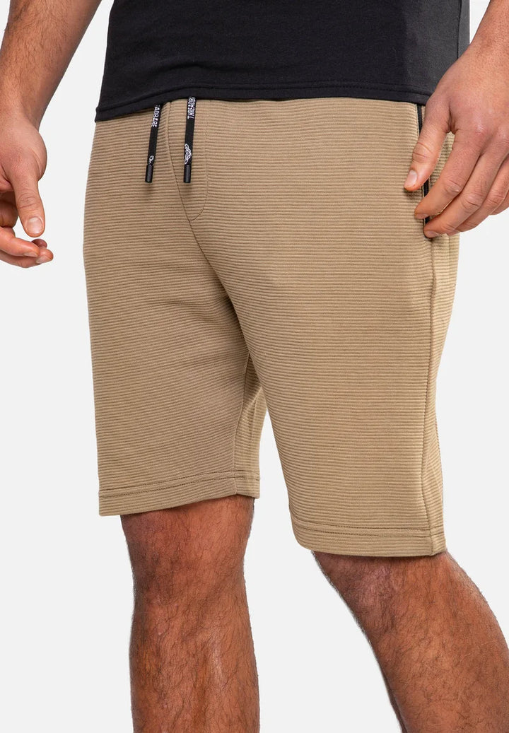 Threadbare Ribbed Fleece Shorts in brown