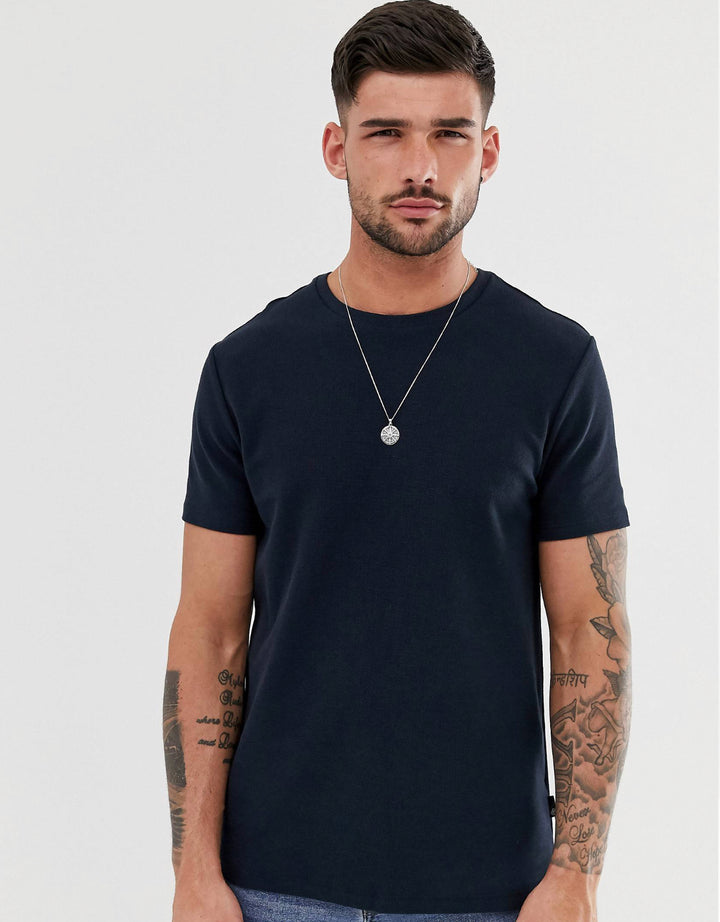 Burton Menswear Waffle T-shirt in navy