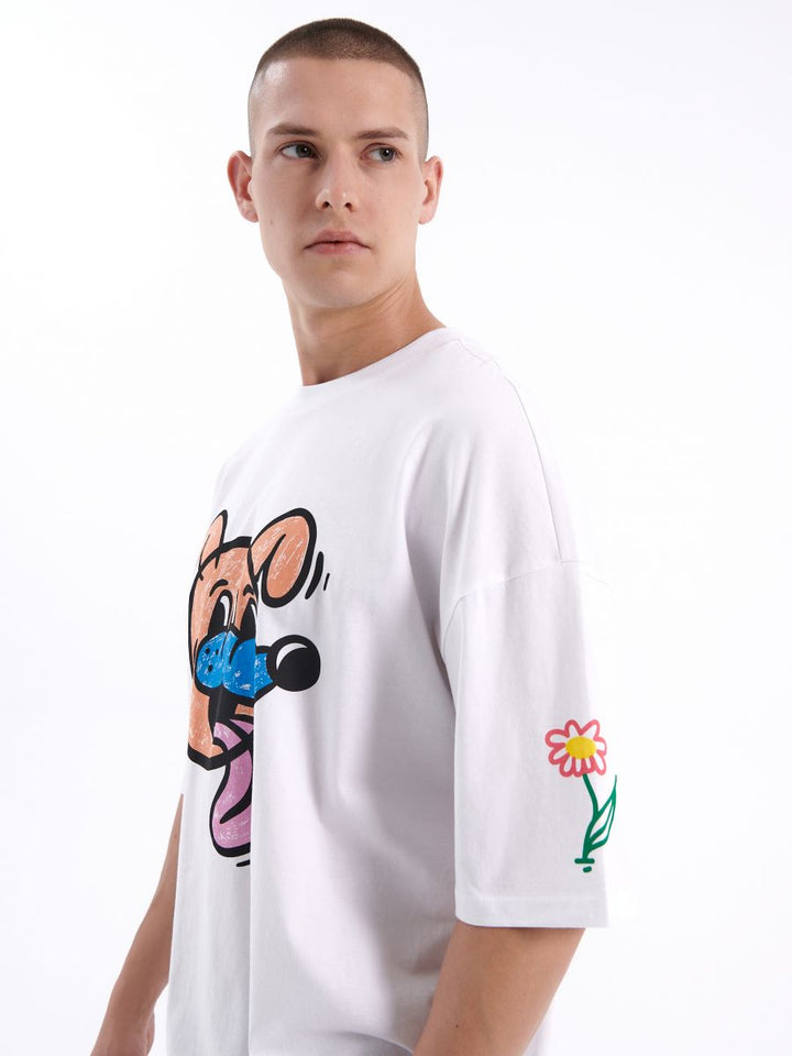 Housebrand doodle dog t-shirt in white