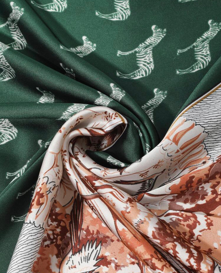 Tree & Bird Pattern Bandana in green