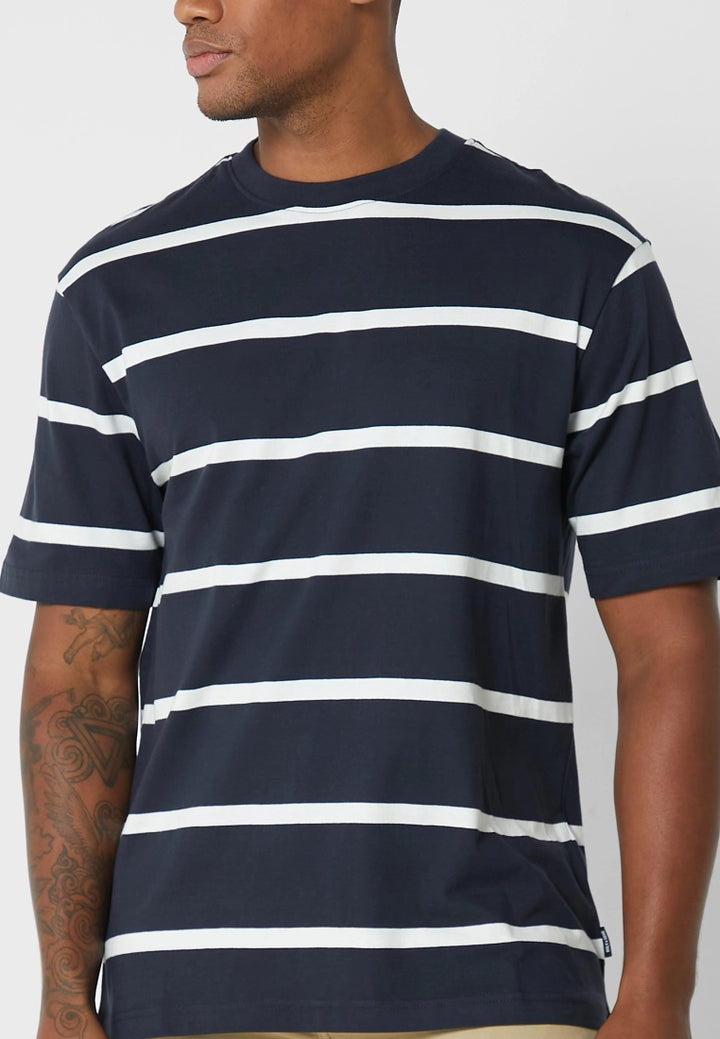 Only & Sons Harry Striped Crew Neck T-Shirt in Navy/White