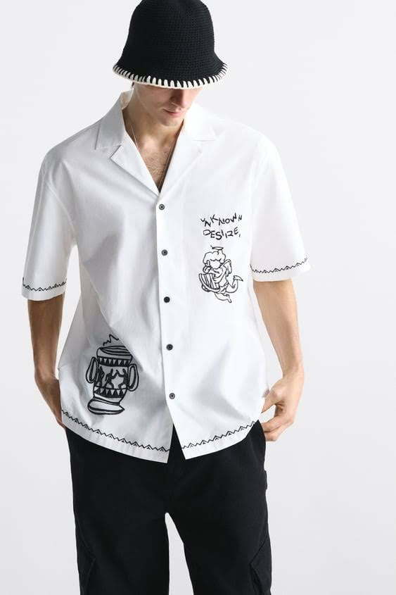 ZARA SHIRT WITH CONTRAST EMBROIDERY