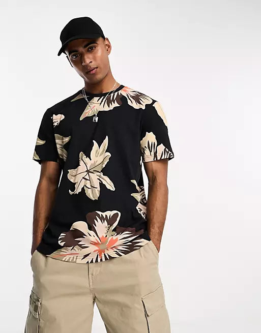 Only & Sons ONSKLOP FLORAL T-shirt in black