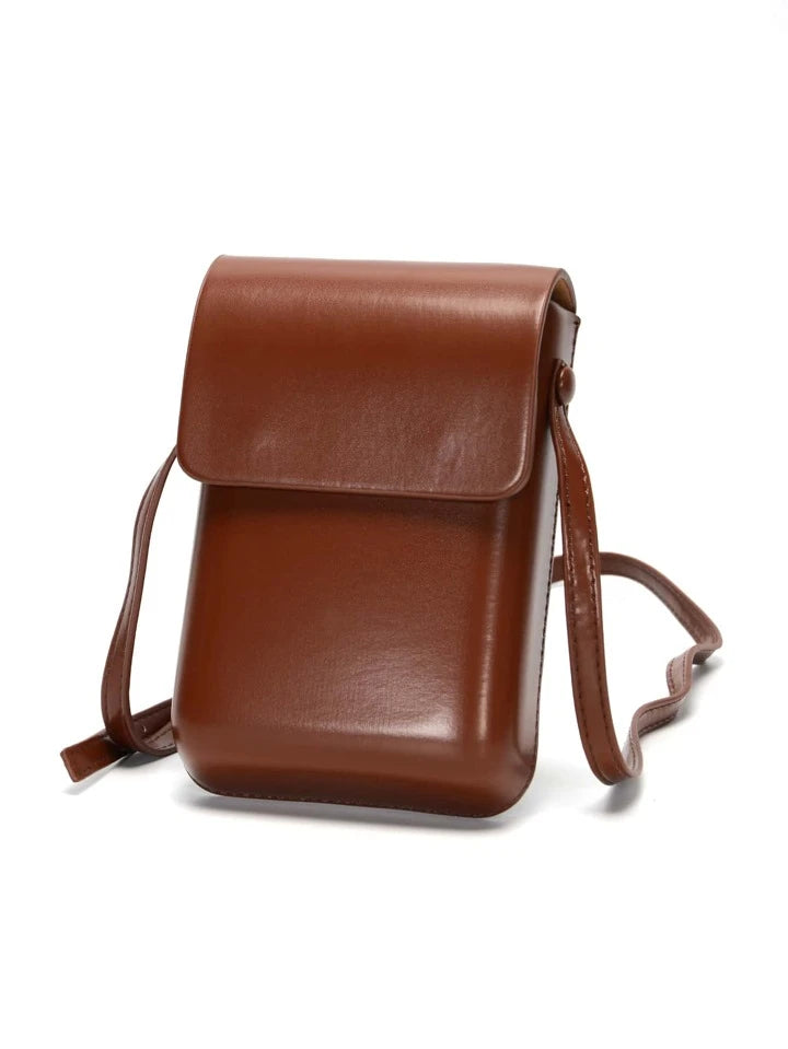 Minimalist Flap Crossbody bag in brown