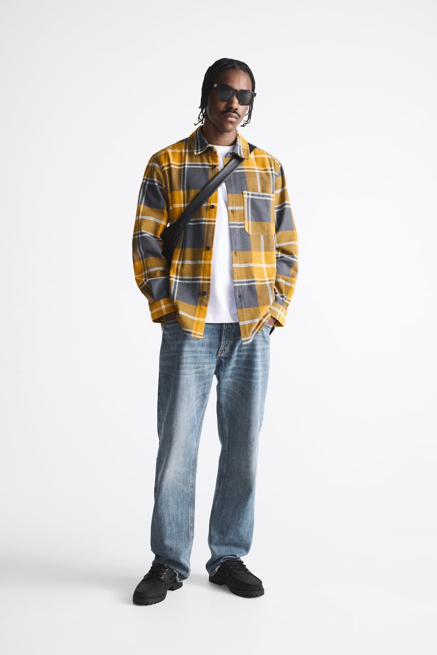 ZARA CHECK FLANNEL SHIRT MUSTARD