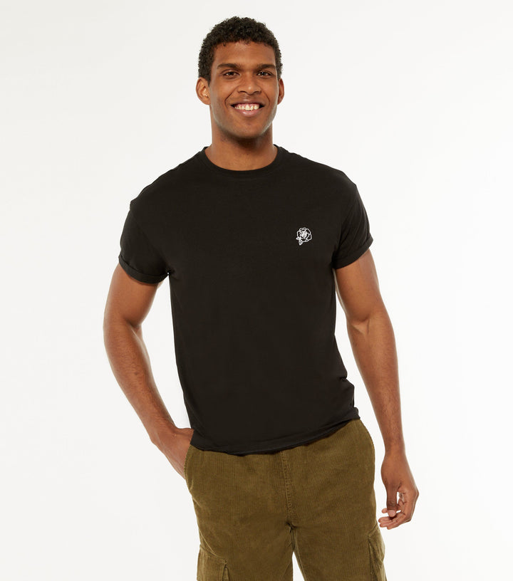 New Look Black Rose Embroidered Short Sleeve T-Shirt