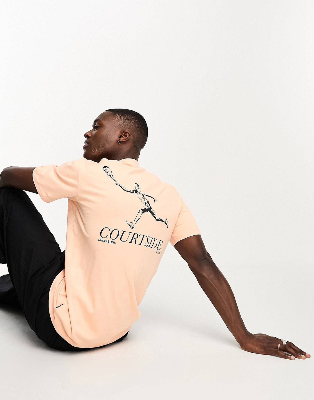 Only&Sons Courtside Backprint T-shirt in orange