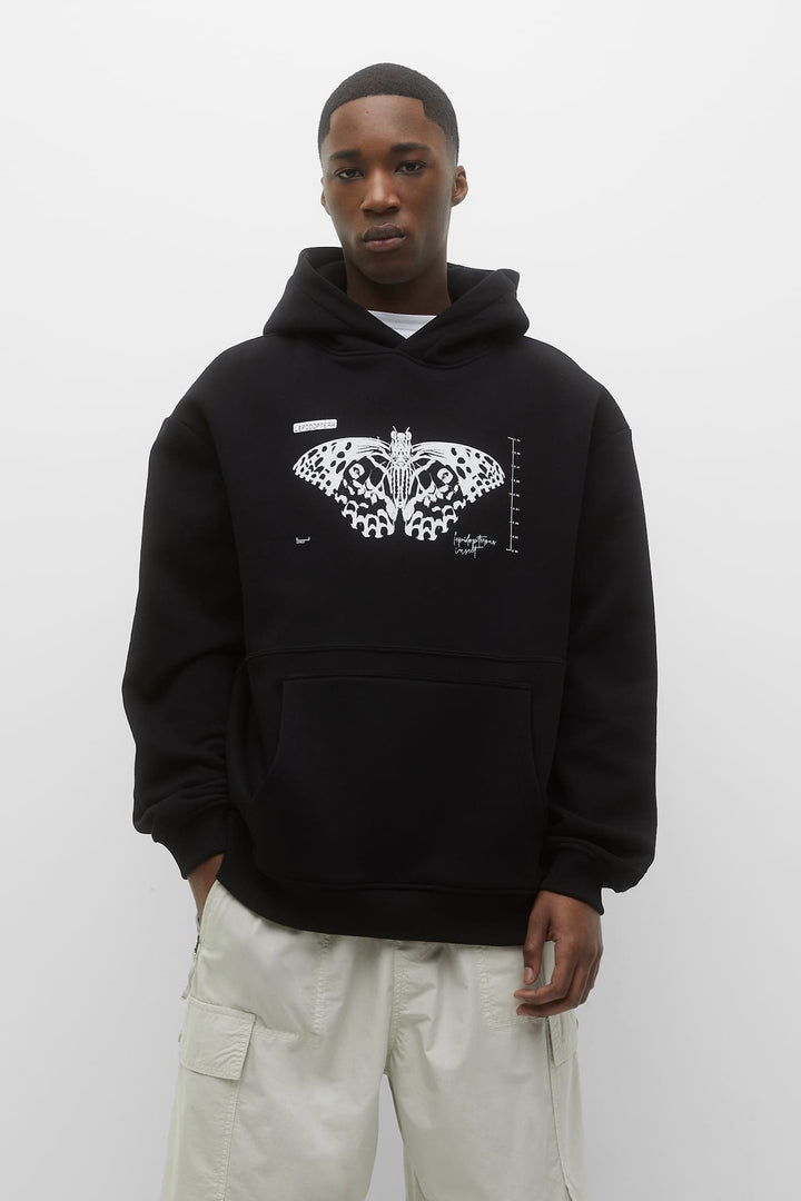 Pull&Bear butterfly sweatshirt with flocked print