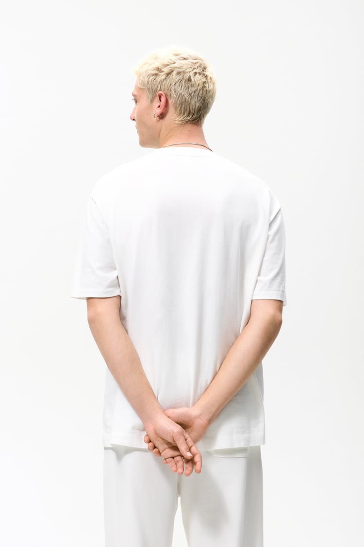 ZARA OVERSIZE T-SHIRT WITH SLOGAN IN WHITE