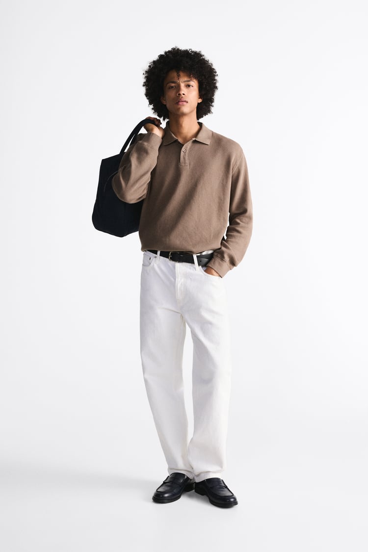 ZARA TEXTURED POLO SHIRT MINK