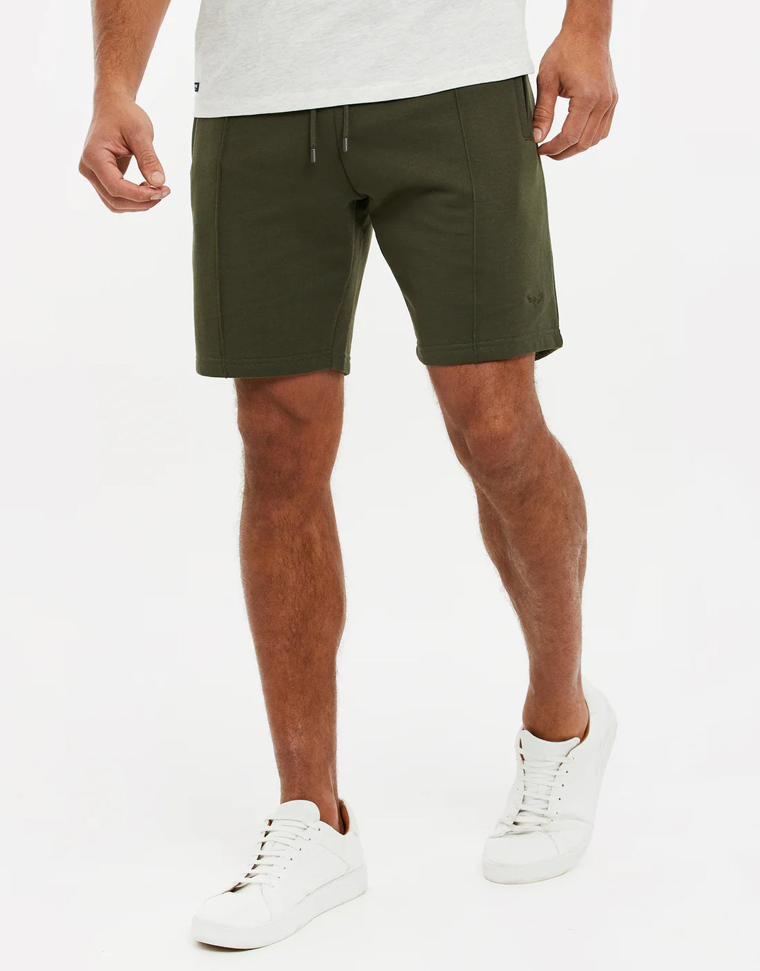 Threadbare Men's Stone Fleece Sweat Shorts in green