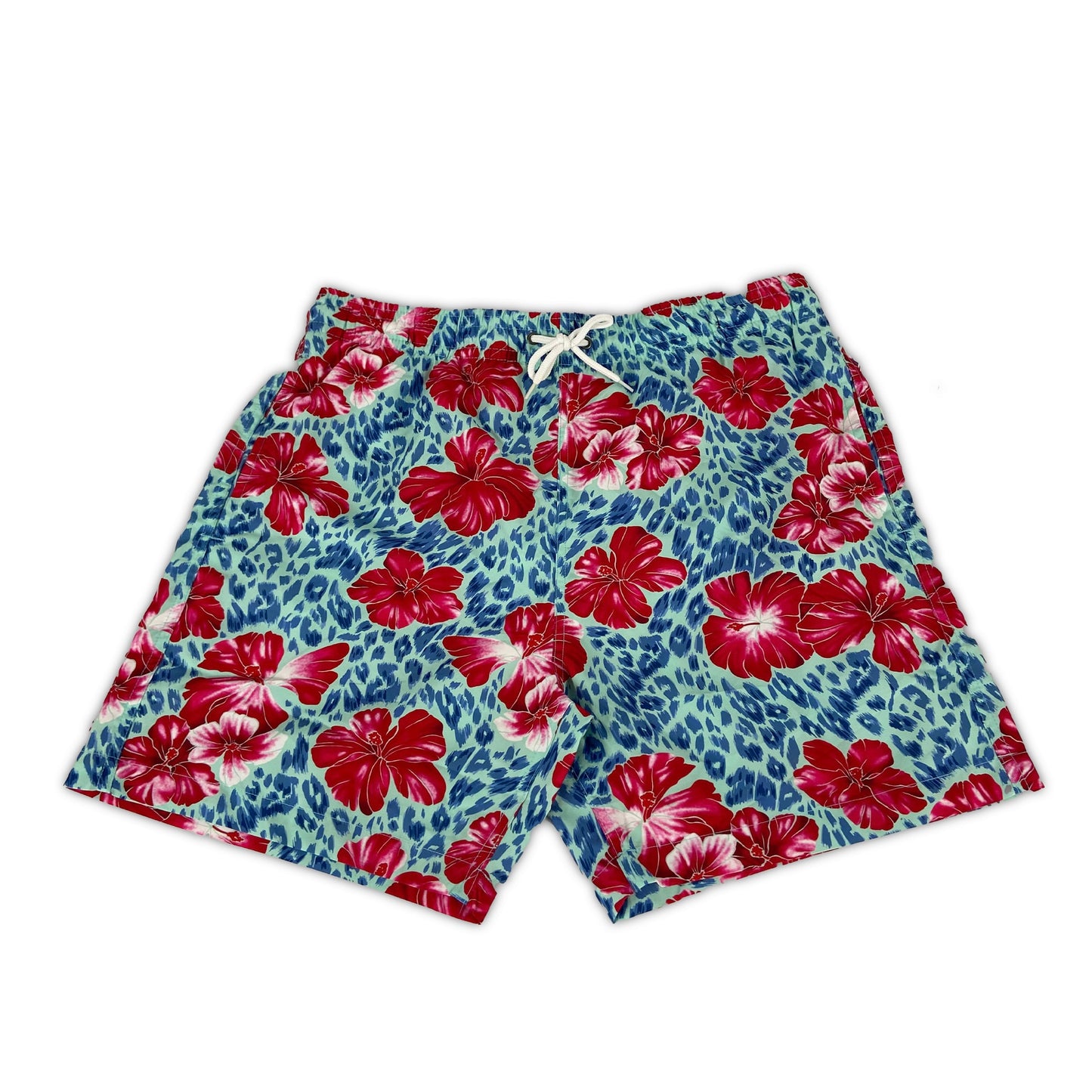 Leopard hibiscus swim shorts
