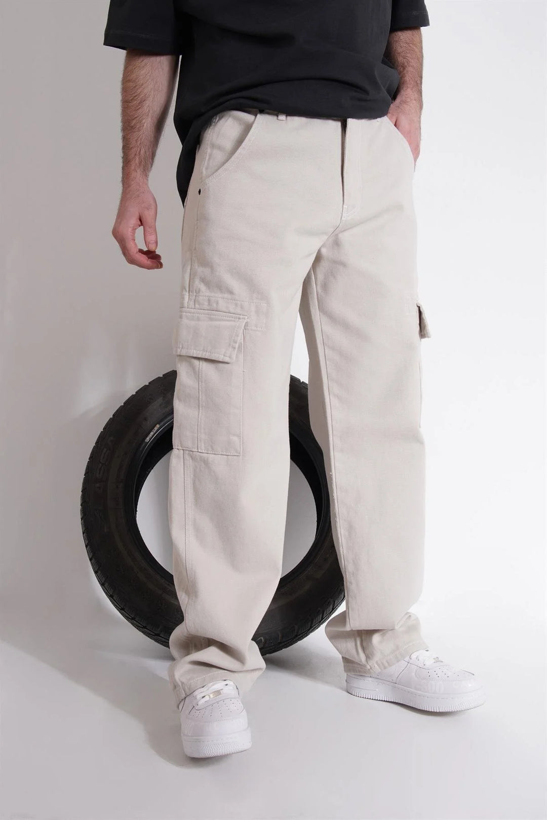 Difransel baggy jeans in ecru