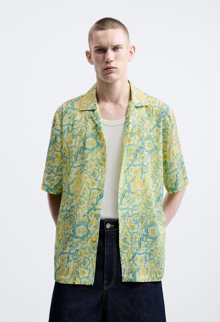 ZARA SNAKE PRINT SHIRT YELLOW