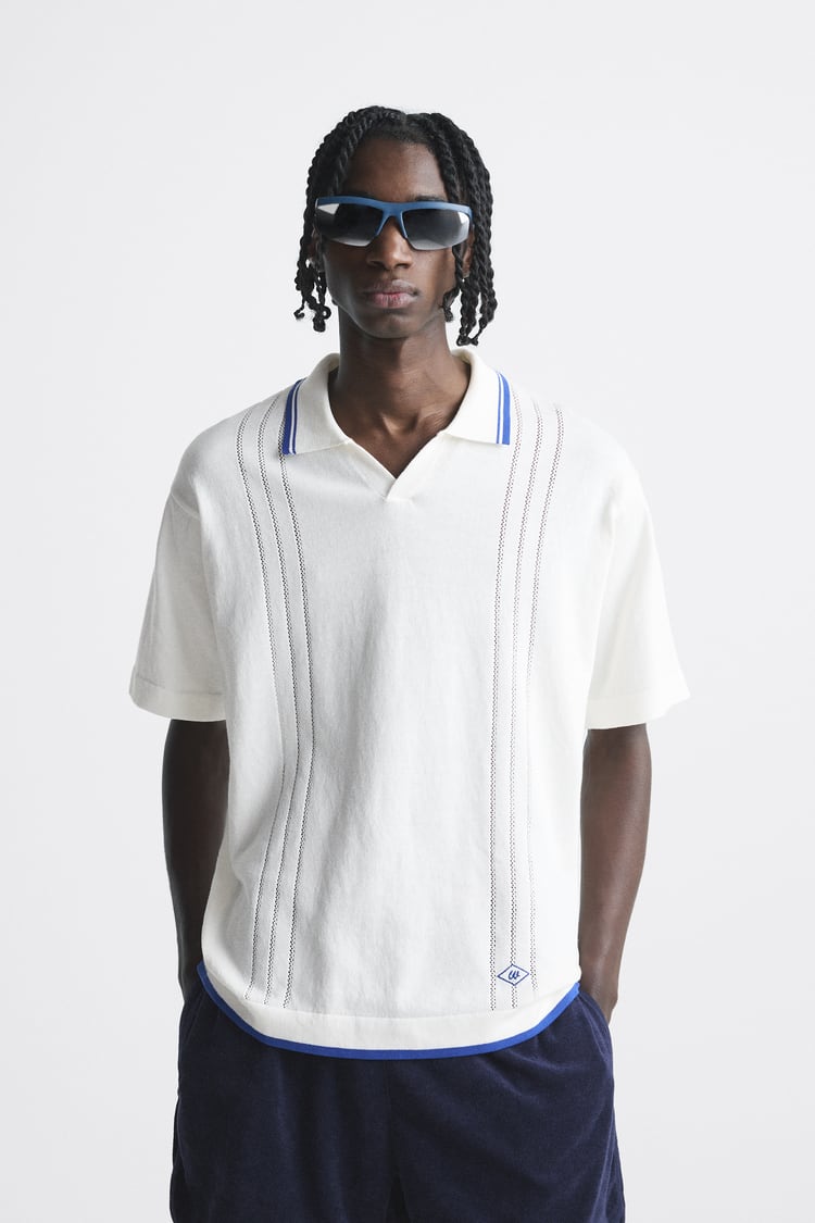 ZARA CONTRAST KNIT POLO SHIRT