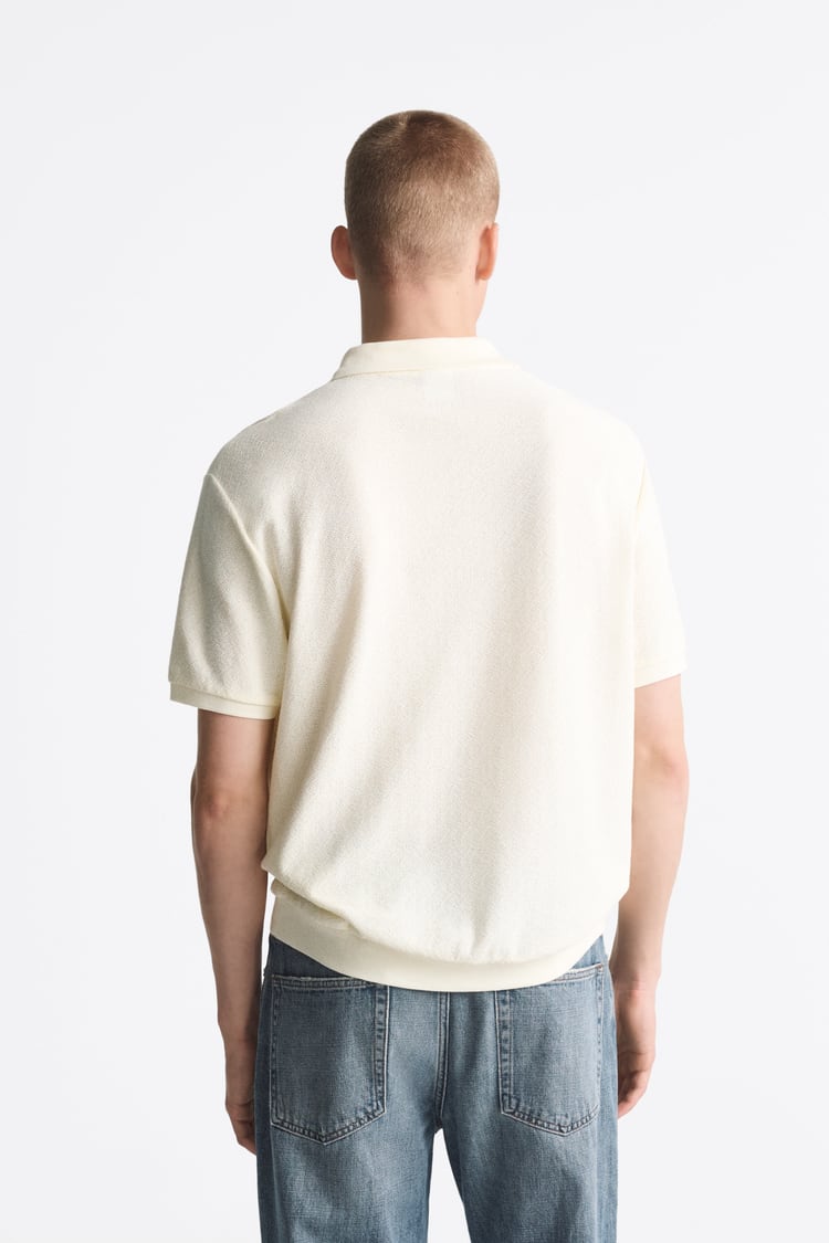 textured polo t shirt zara