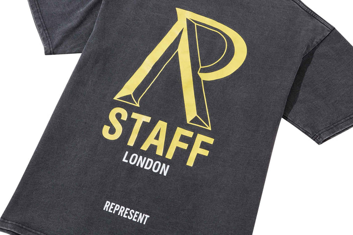 REPRESENT REPRESENT LONDON INITIALISM T-SHIRT IN GREY AND YELLOW