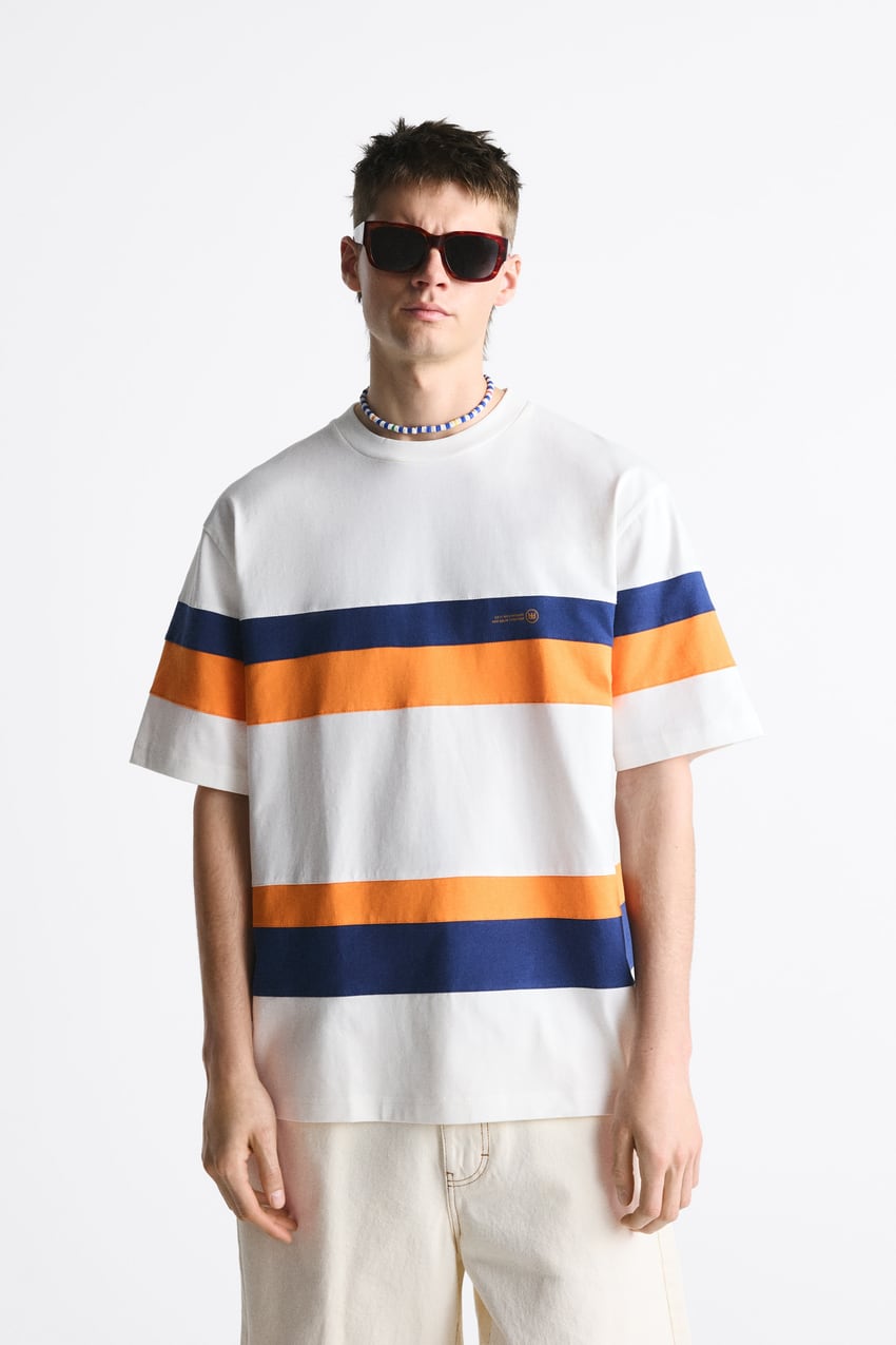 ZARA STRIPE PRINT T-SHIRT WHITE