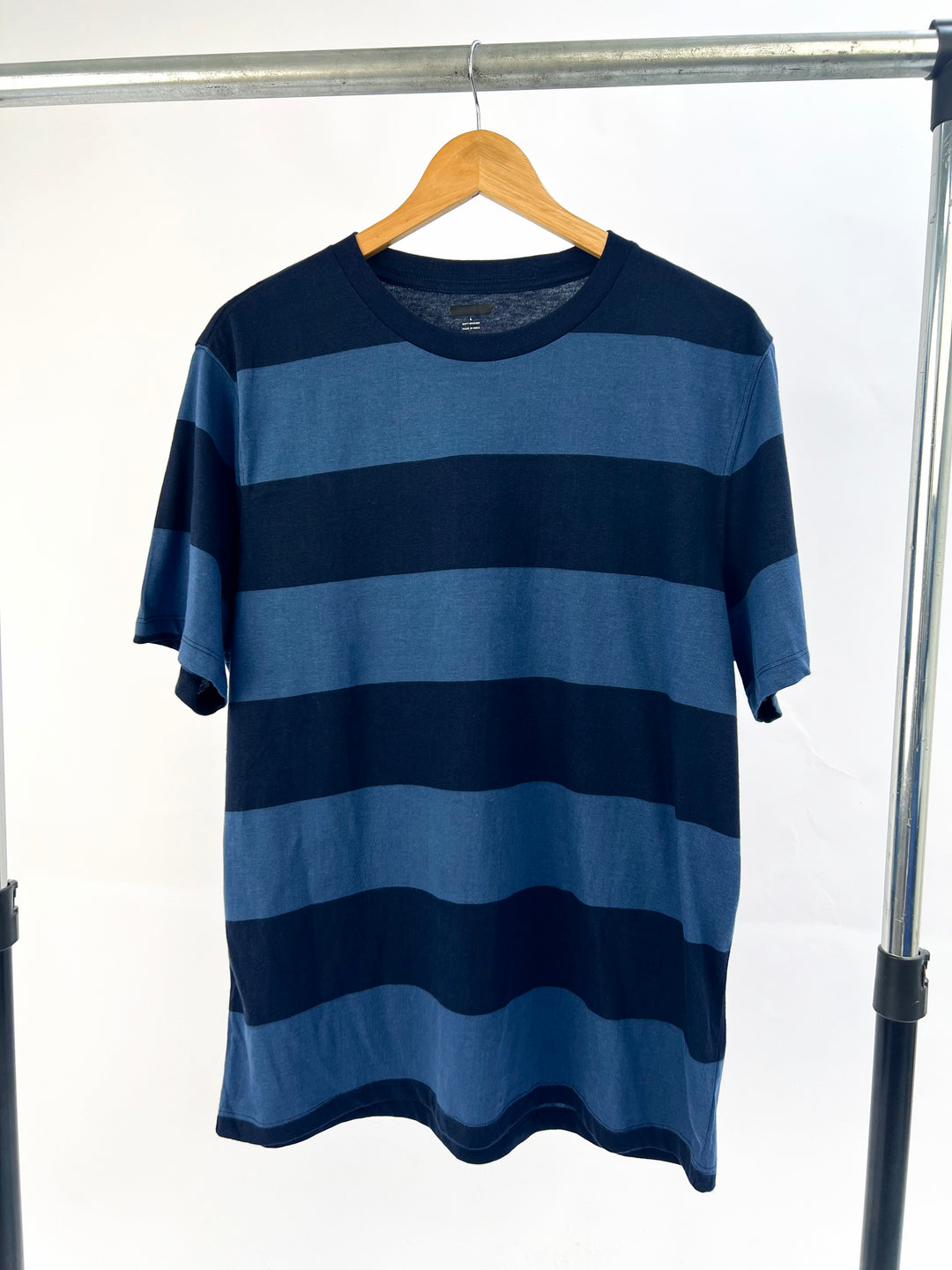 Cotton barstripe t-shirt in dark blue