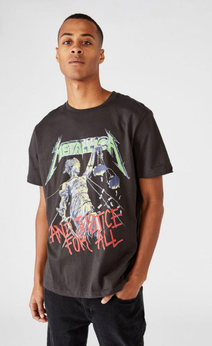 Metallica Justice for all print T-shirt in washed black