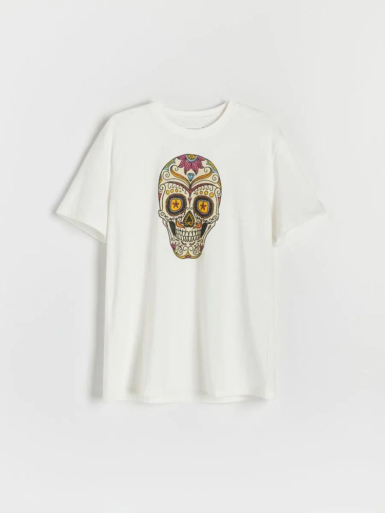 Reserved Skull print T-shirt in white