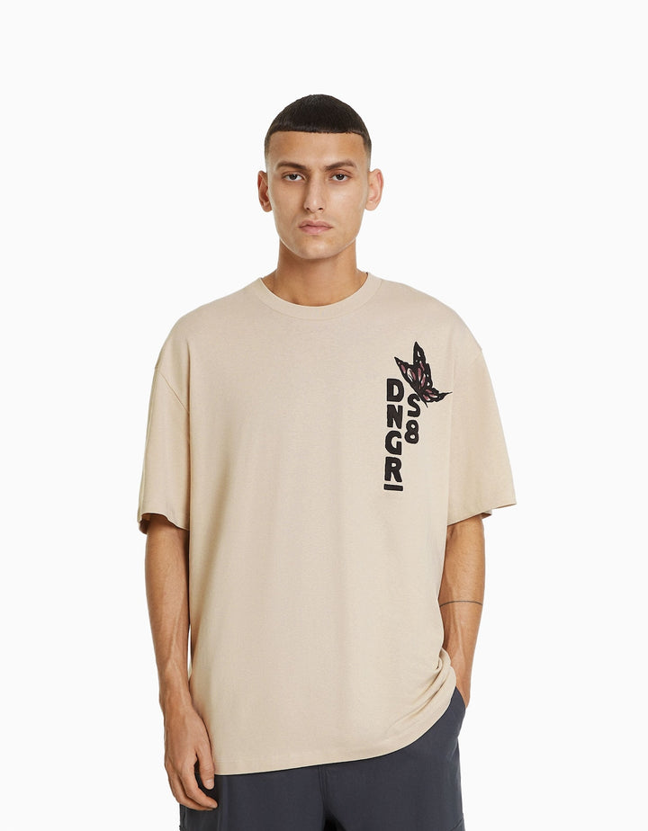 Bershka Printed Shortsleeve Backprint Graphic T-shirt