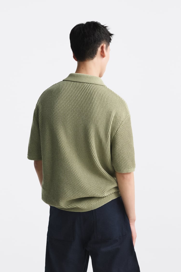 ZARA DIAGONAL KNIT SWEATER LIGHT KHAKI