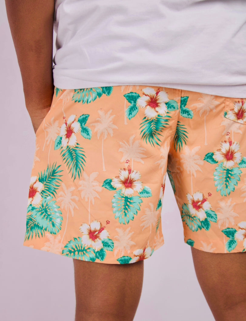 Trunks Surf & Co Jungle Hibiscus Swim Shorts in Orange