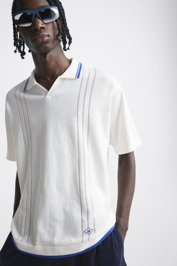 ZARA CONTRAST KNIT POLO SHIRT