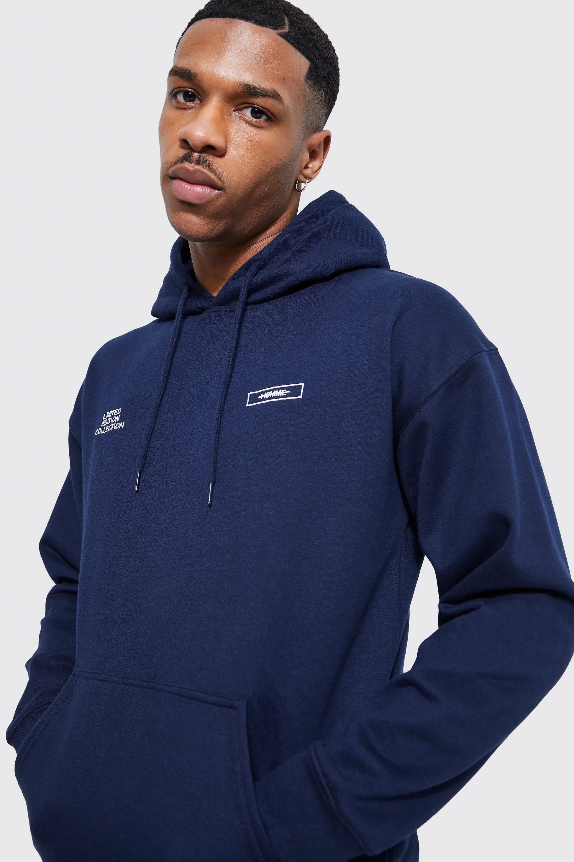 BOOHOOMAN OVERSIZED LIMITED EMBROIDERED HOODIE SLATE BLUE Garmisland
