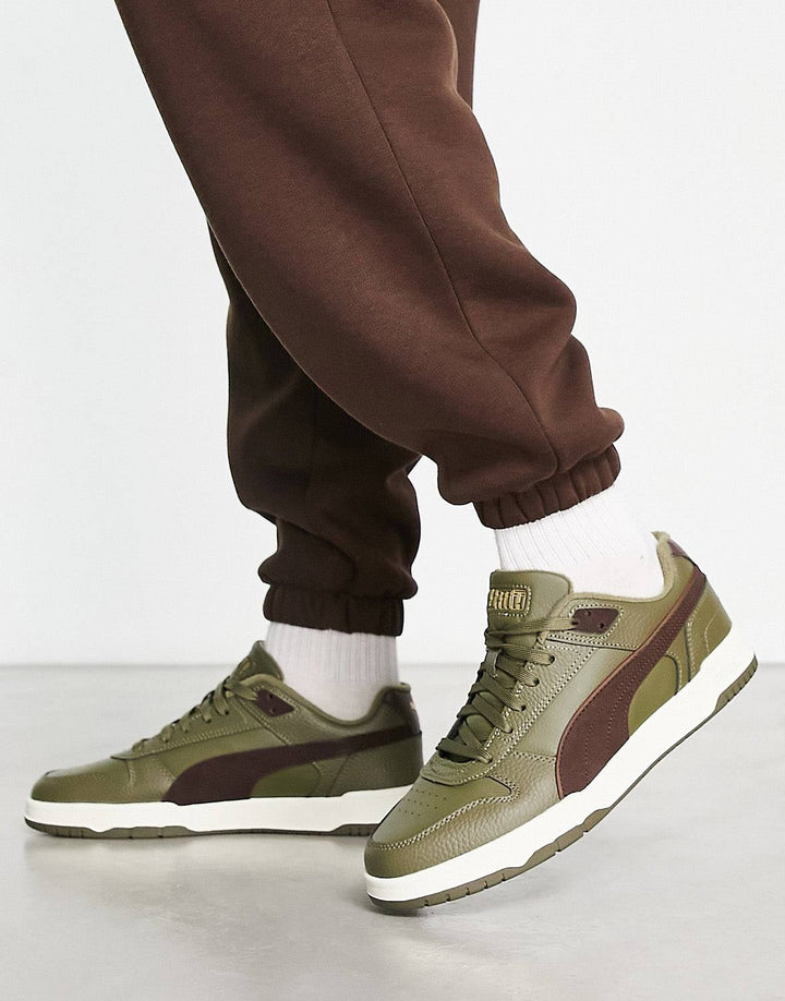 Puma game low trainers in deep olive
