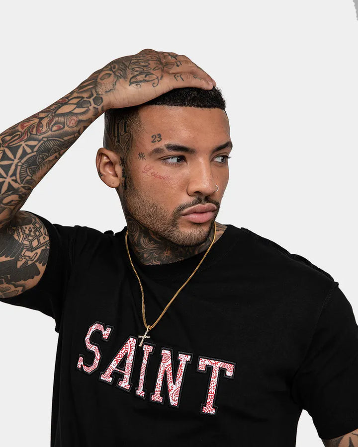 SAINT MORTA Logo Finals Paisley Lafayette T-Shirt in black/red