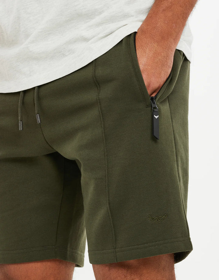 Threadbare Men's Stone Fleece Sweat Shorts in green