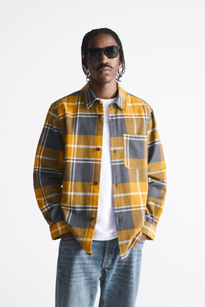 ZARA CHECK FLANNEL SHIRT MUSTARD