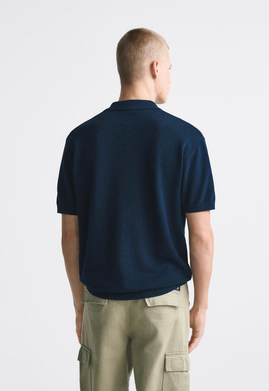 ZARA BASIC KNIT POLO SHIRT BLUE