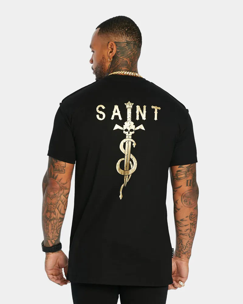 SAINT MORTA Logo Daggers Lafayette T-Shirt in gold