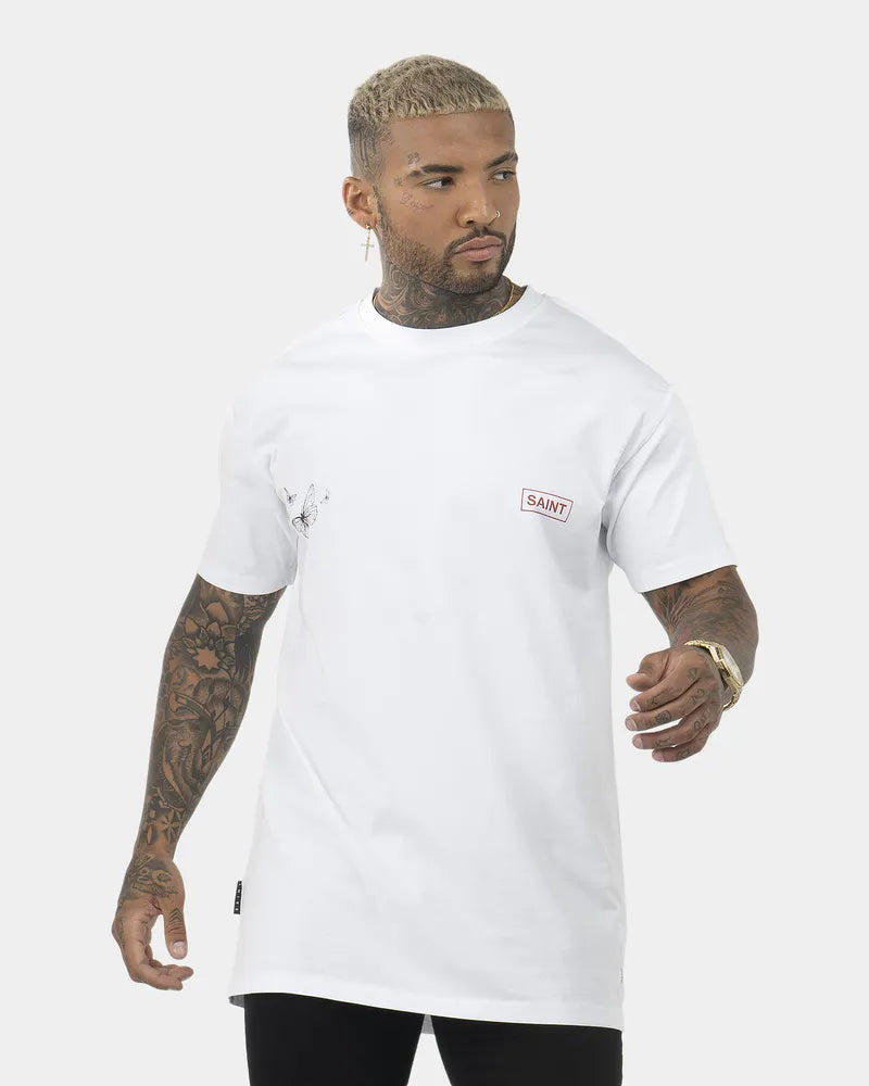 SAINT MORTA Logo Butterfly Layfayette T-Shirt in white