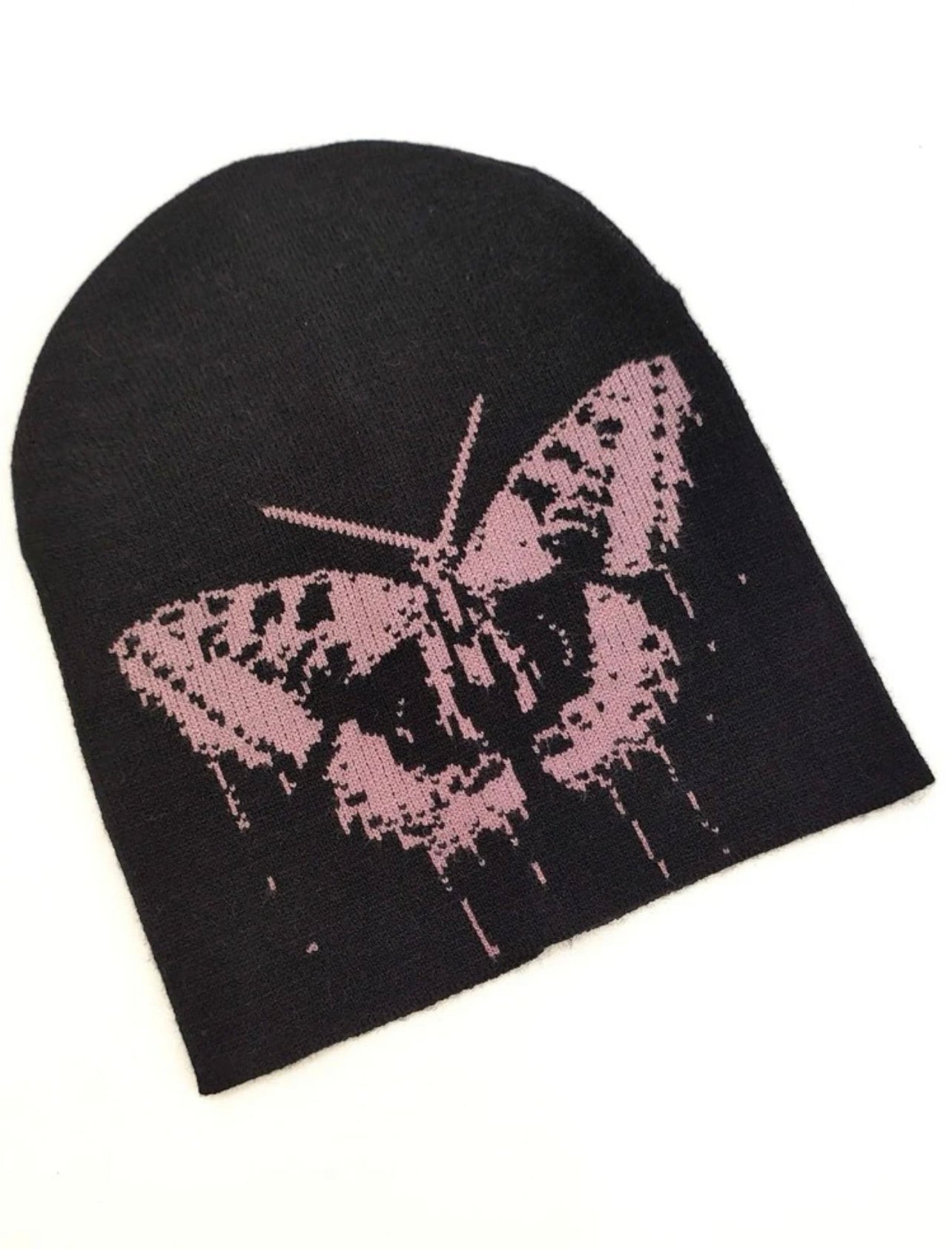 Butterfly Pattern Beanie in black