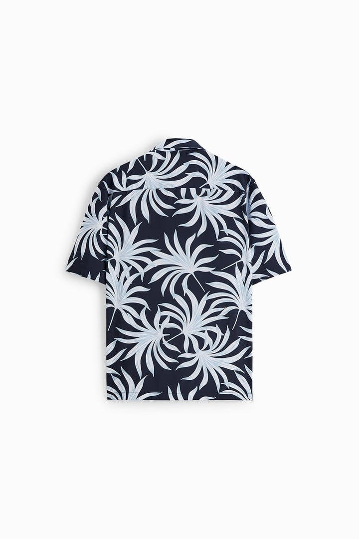 ZARA PALM TREE PRINT STRETCH SHIRT