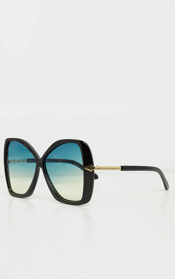 Black Oversized Angled Square Sun glasses