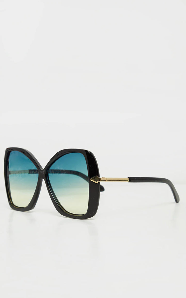 Black Oversized Angled Square Sun glasses