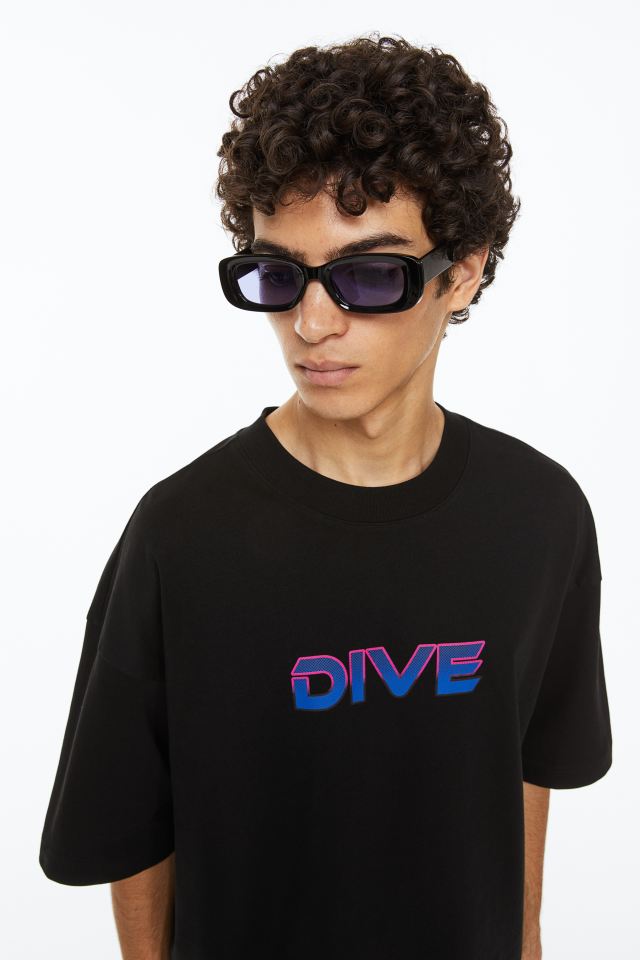 H&M dive Backprint T-shirt in black