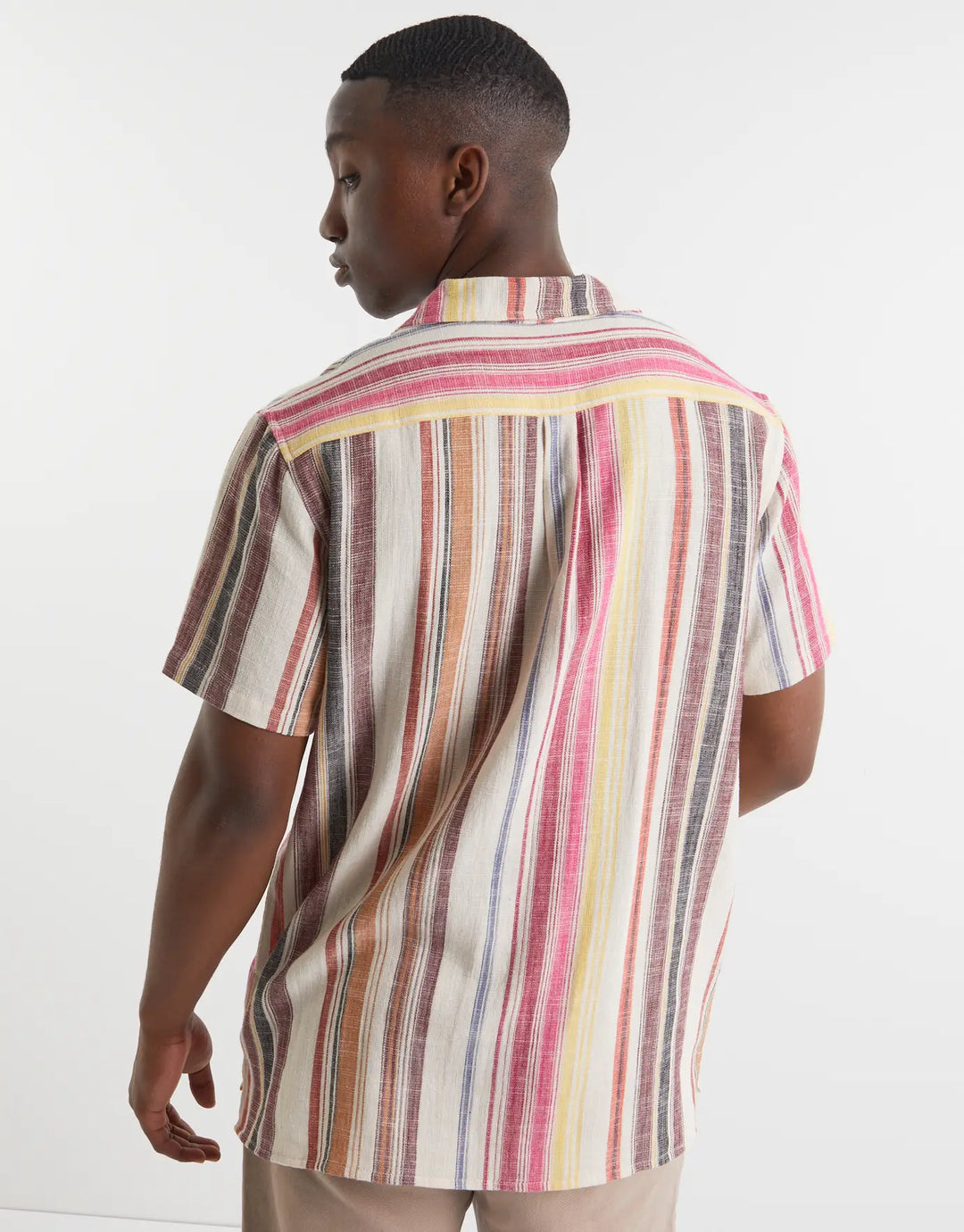 Urban Outfitters STRIPED SHORT SLEEVE SHIRT IN OFF WHITE Garmisland